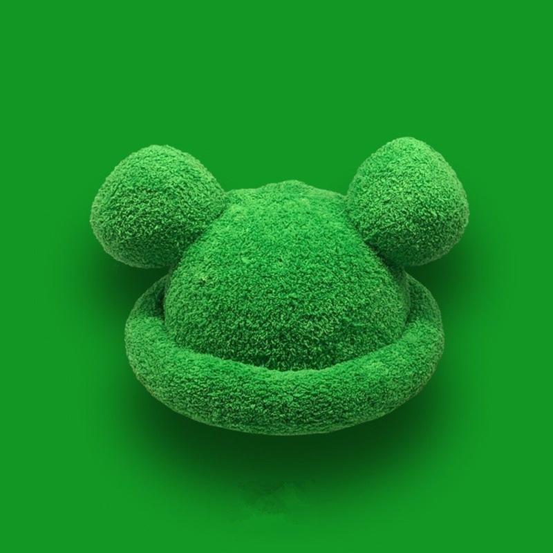 Adult Cartoon Bear Ear Shape Polyester Bucket Hat Fluffy Winter Warmer Plush Fisherman Cap Winter Gifts for Girlfriend