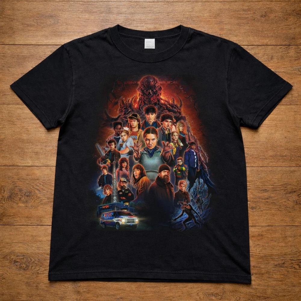 Stranger Things Cast TShirt Black Netflix TV Show Tee Unisex Kids Adults 2XL
