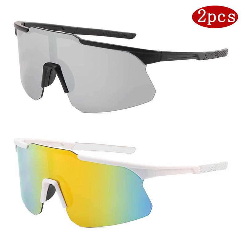 2pcs Mirror Lens Cycling Bike Sunglasses New Sports Sunglasses Outdoor Running Windproof Mountaineering Sunglasses Female UV400