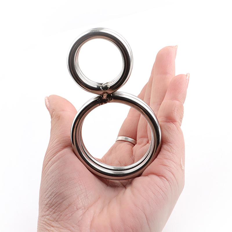 Stainless Steel Penis Cock Rings Testis Restraints Ball Scrotum Stretcher Male Delay Ejaculation Adult Sex Toys for Men Erection