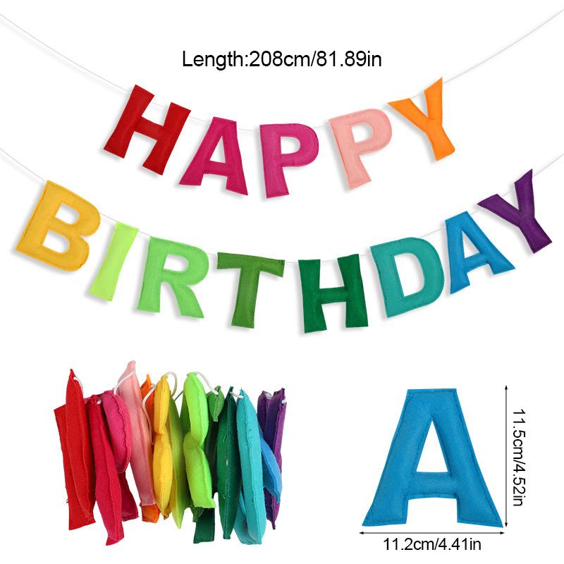 2.1Meters Colorful 3D Happy Birthday Banner for Kids Birthday Party Decoration Photo Props Boy Girl Birthday Felt Garland Flag