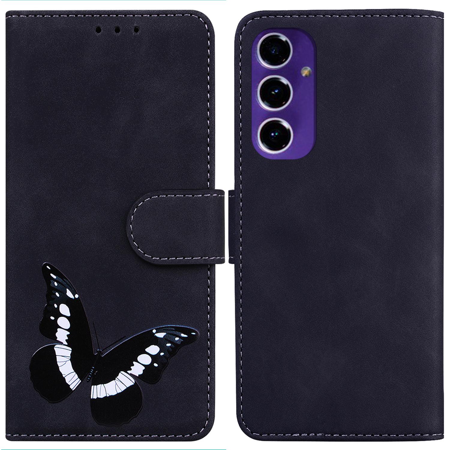 

For Samsung Galaxy S24 FE Phone Case Printed Butterfly PU Leather Stand Phone Cover Wallet Black