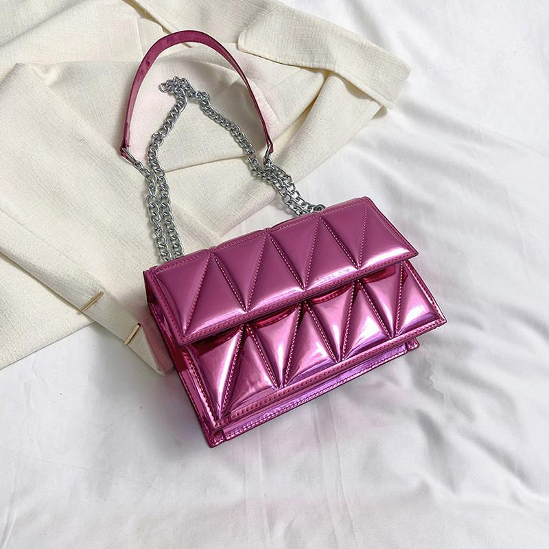 Trendy Black Pu Crossbody Bag Stylish Small Square Handbag For Fashionable Women маджента