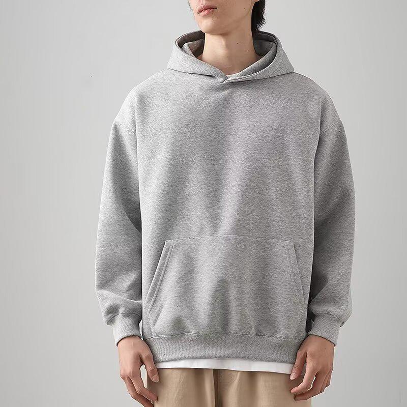 

Unisex Heavyweight Streetwear Hoodie – Solid Color, Loose Fit, Long Sleeve Pullover for Autumn/Winter S світло-сірий колір