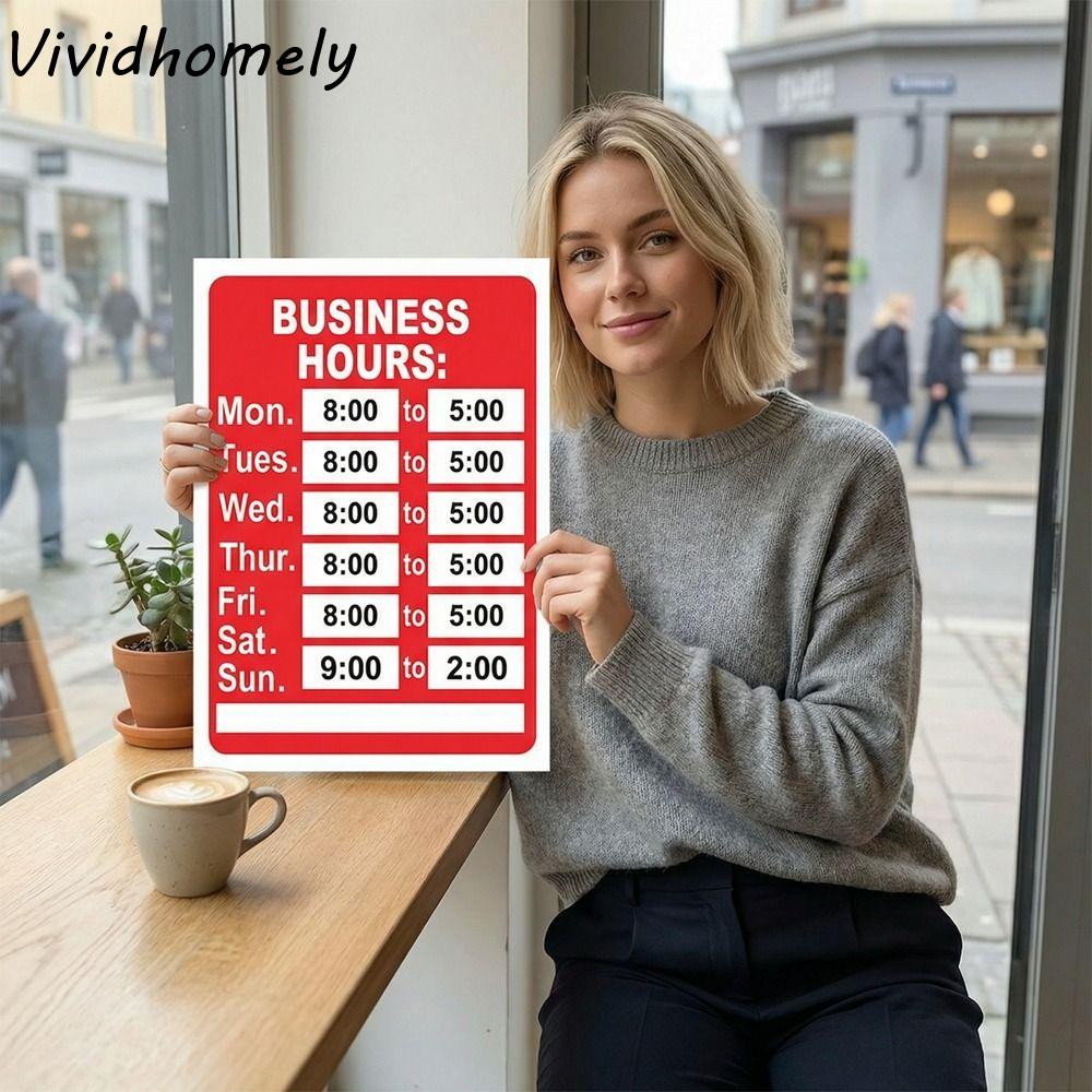 Self-Adhesive Business Hours Sticker Sunproof Waterproof Store Opening Signs Decal UV Resistant Business Hours Window Decal