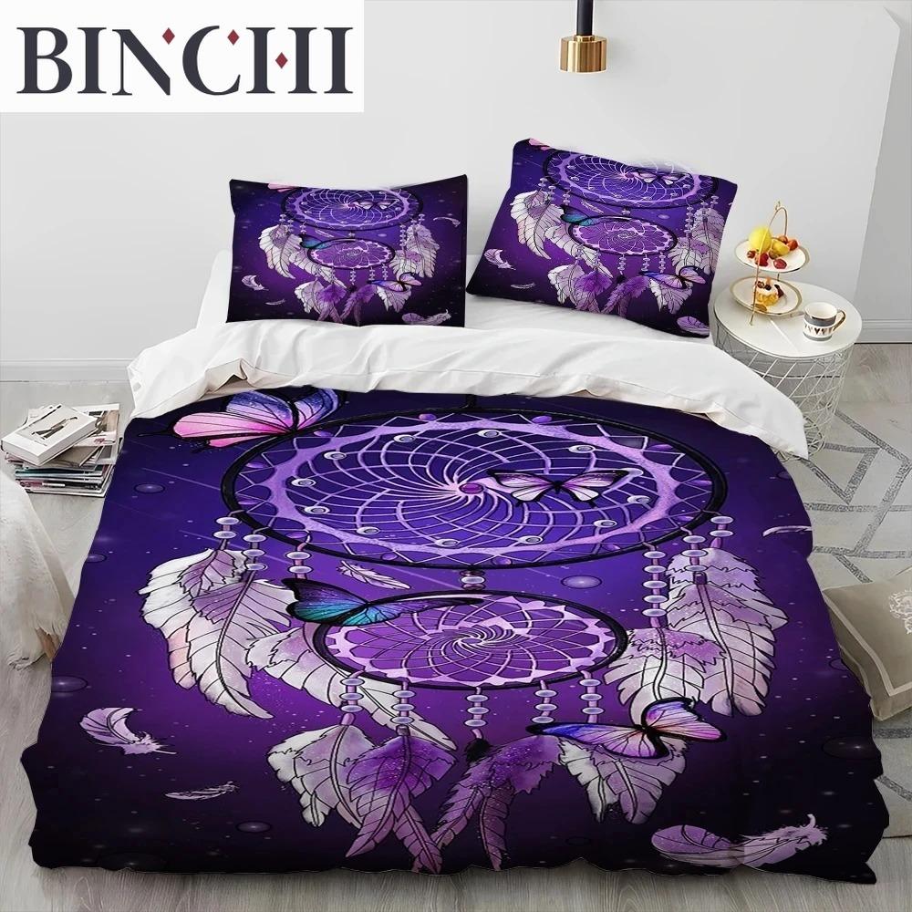 Fashion DreamCatcher Feather Owl Comforter Bedding Set King Queen Size Duvet Cover Pillowcase Soft Comfortable