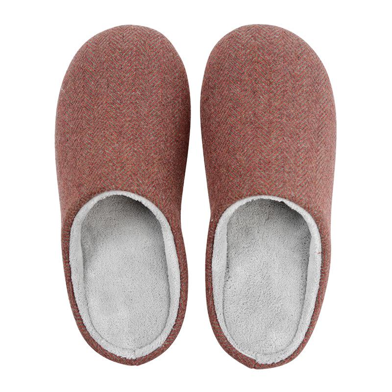 Japanese autumn and winter new plain home indoor wooden floor non-slip men and women couple wool warm cotton slippers