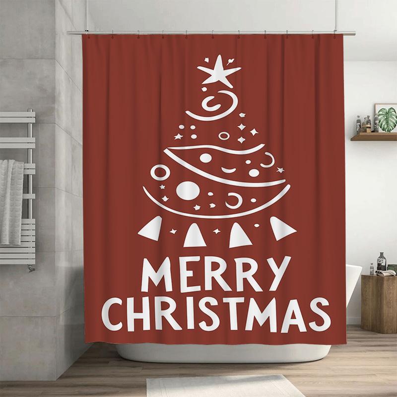

Tuniu Festive Christmas Shower Curtain Cute Holiday Bathroom Decor Waterproof Fabric Fun Reindeer Design Holiday Gift Cozy Vibes W60H190(CM)-1 Pcs