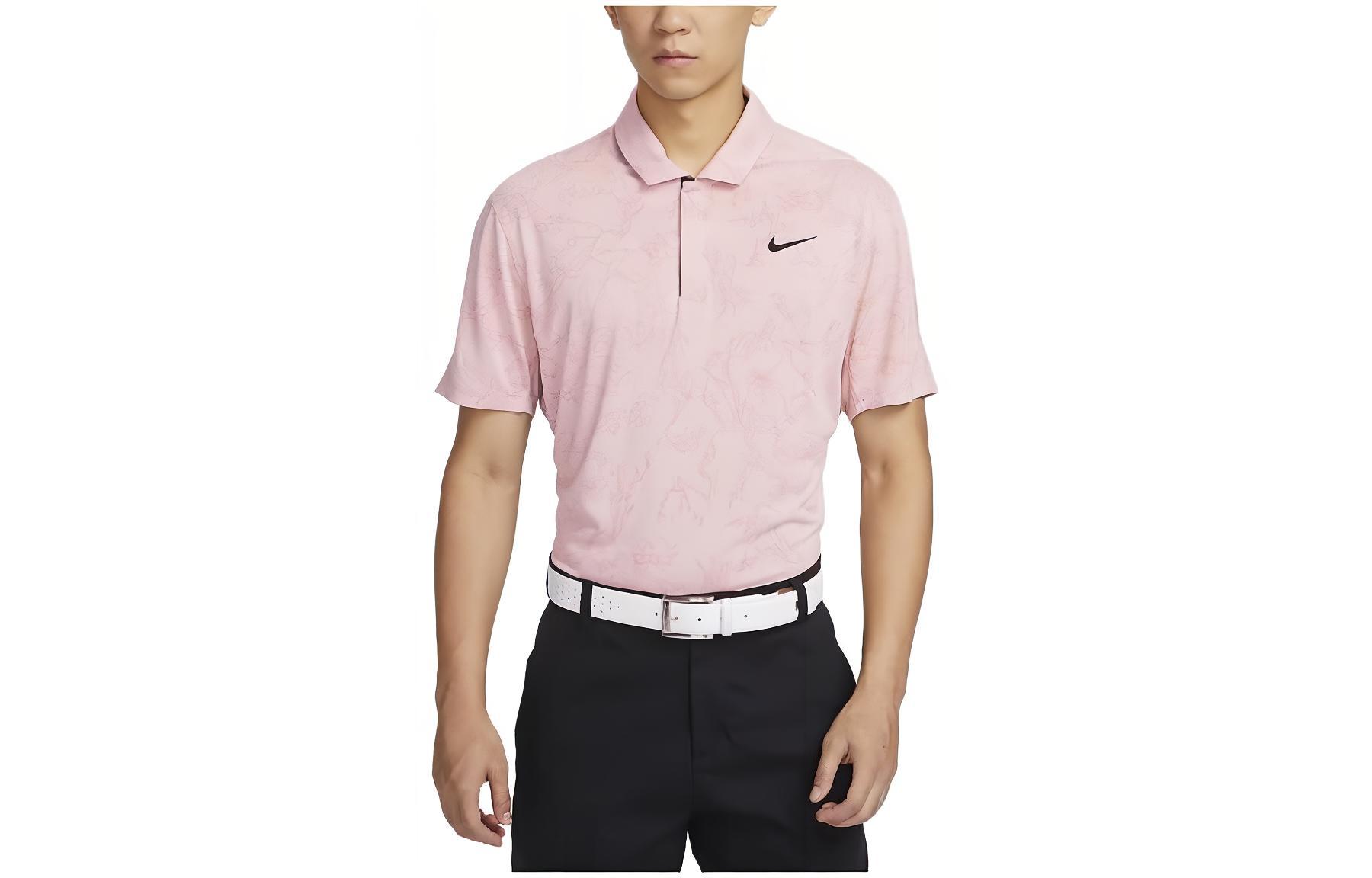 Nike Dri Fit Polo Shirts Men s Oxford Pink Polo Collar Moderate Straight Fit DZ5381-601 S