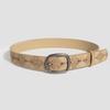 Retro Floral Patterned Faux Leather Belt With Alloy Buckle For Casual Wear