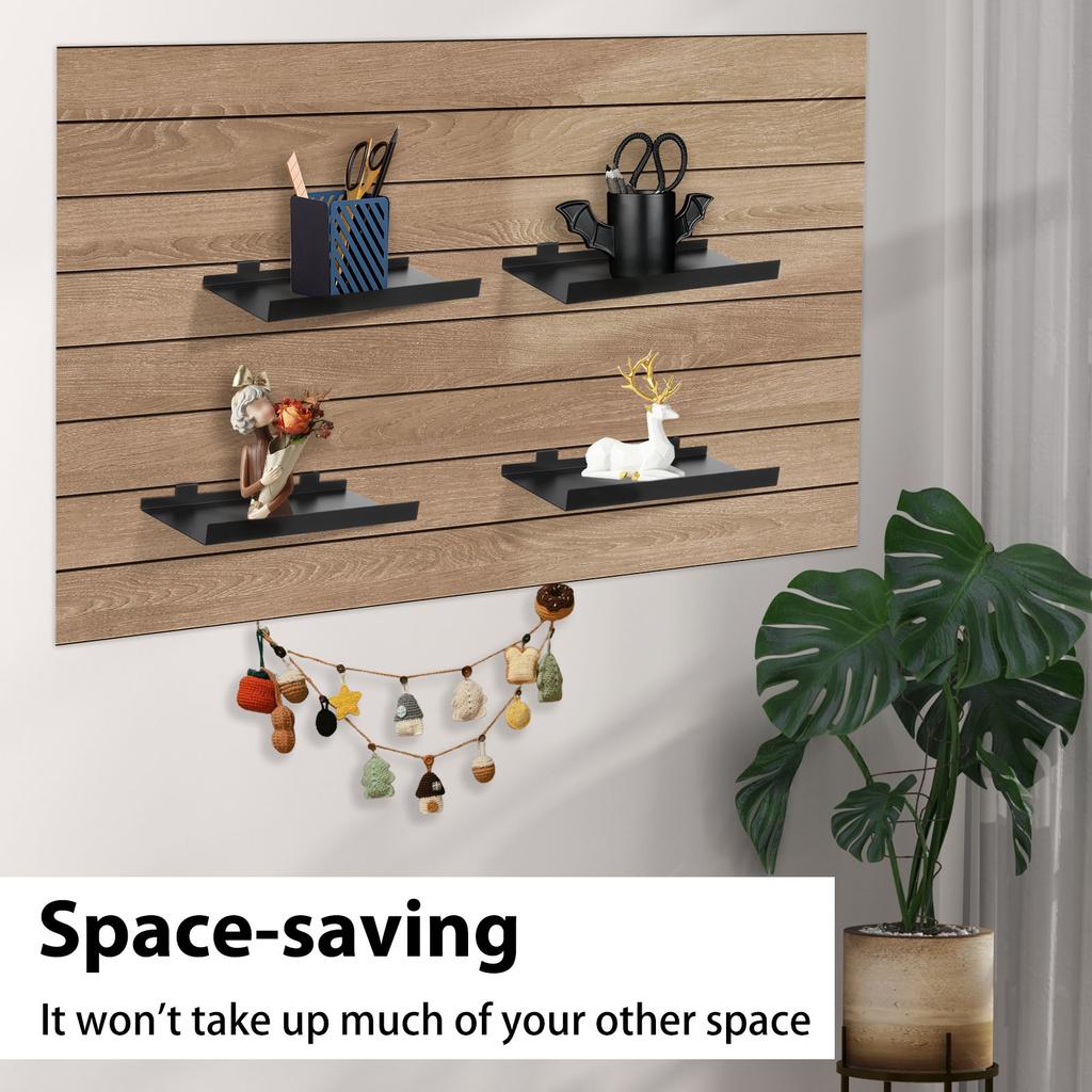 2Pcs Slat Wall Shelves Metal Slat Wall Floating Shelf Space Saving Slat Wall Display Shelf Practical Wall Display Shelf for Home
