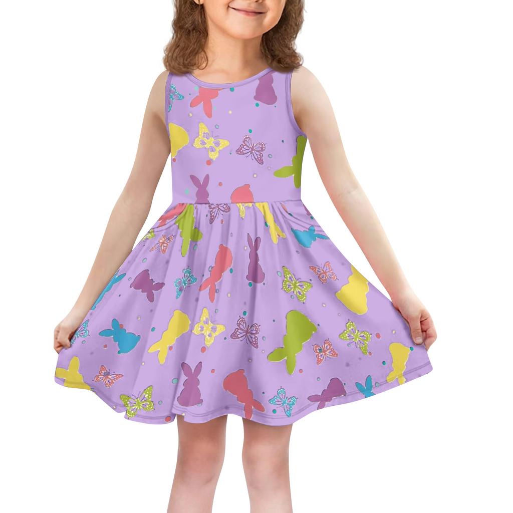 Children's Fashionable Comfortable Casual Sleeveless Easter Print Dress