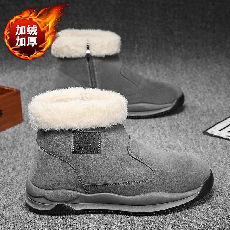 Snow Boots Winter New Casual Shoes Fashion High Top Plus Velvet Cotton Shoes Trend Side Zipper Outdoor Warm Shoes D573