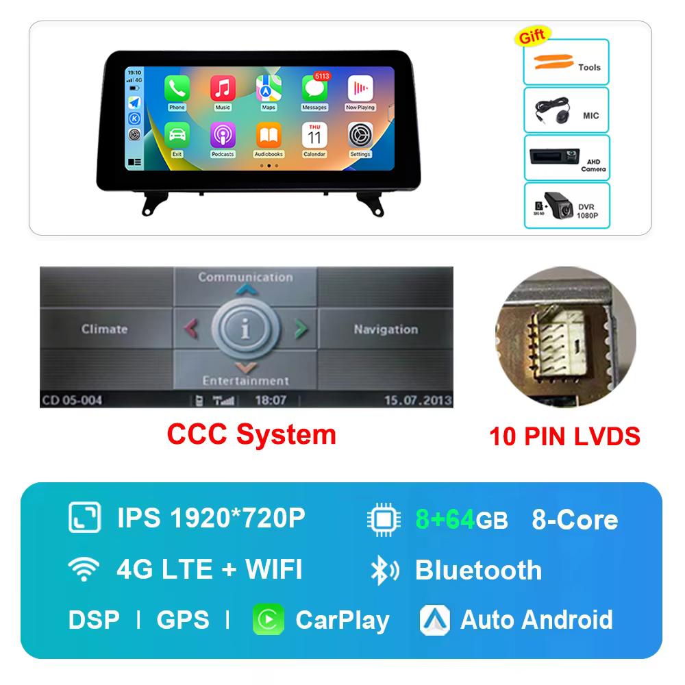 12.3 inch for BMW X5 E70 X6 E71 2007 - 2013 CCC CIC System GPS HD Touch Screen Android Car Radio Multimedia Player