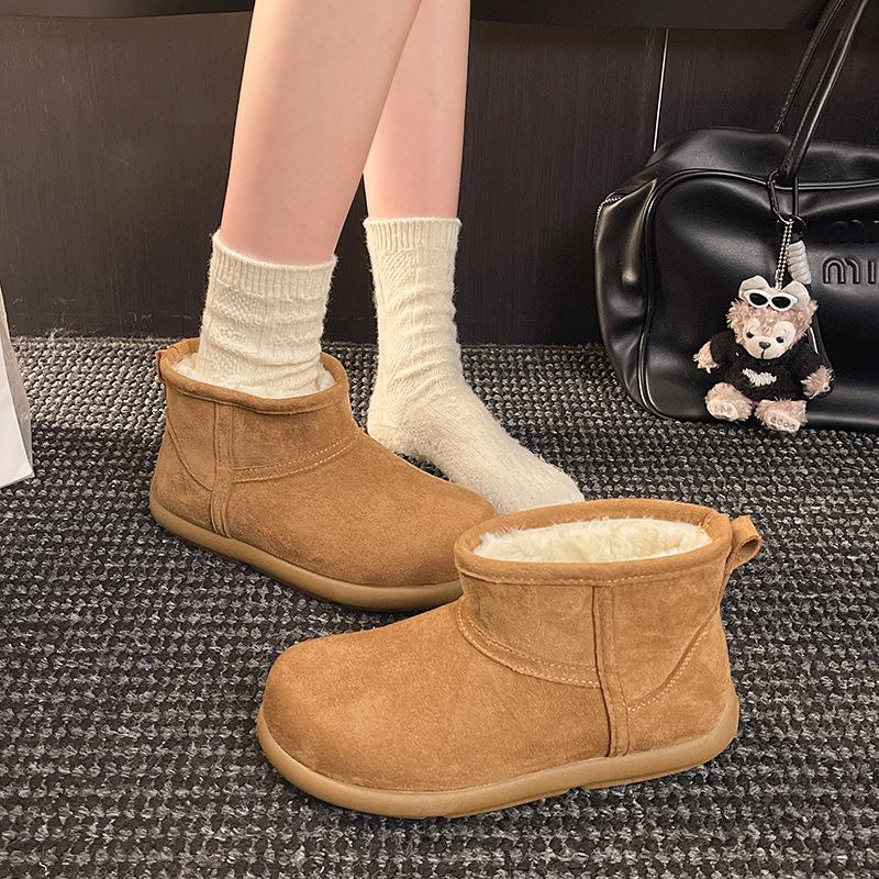 Damen Winterstiefel mit dicker Sohle, leicht, warm, winterkalt, gefüttert, Schneestiefel, rutschfest, abriebfest, lässige Sneaker, Baumwollstiefel, Pelzschuhe