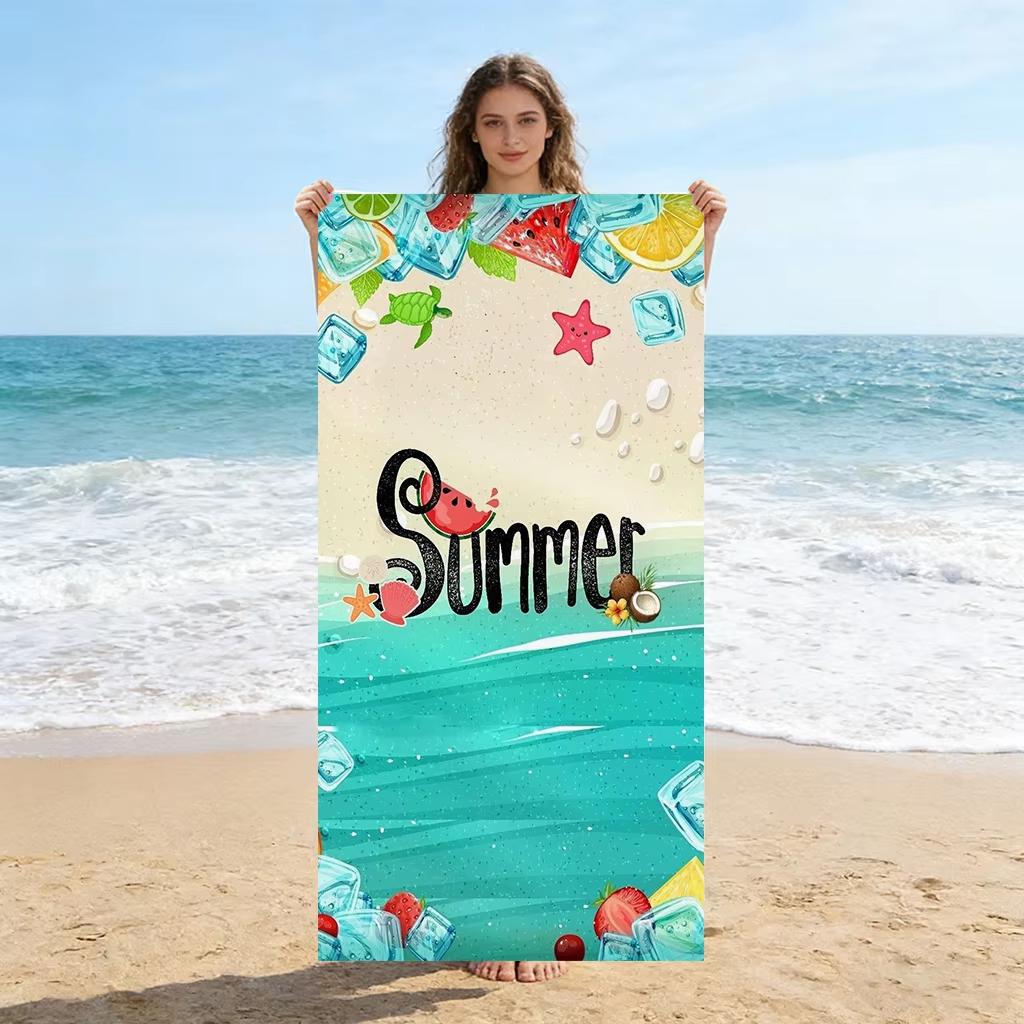 Watermelon Turtle Fruit Summer Beach Towel, Colorful Print Quick Dry Absorbent Lightweight for Pool Beach Vacation Fun