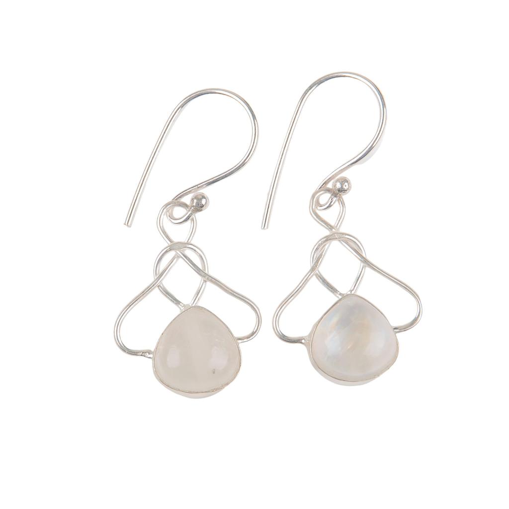 Natural Rainbow Moonstone 925 Sterling Silver Handmade Jewelry Elegant Earrings 1.50" For Your Love EE-2-32