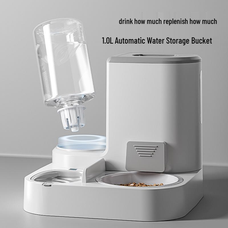 Automatic Pet Feeder & Water Dispenser: Dual Cat/Dog Bowls, Cervical Spine Protect, All-in-One Pet Supplies.