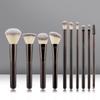 10-Piece Makeup Brush Set with Flat Foundation, Powder, Contour, and Eyeshadow Brushes.