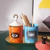 Europäische Keramik Bonbonglas Kerzenhalter Kreatives Auge Schmuck Duftende Wattestäbchenbox Heim Desktop Dekor Stifthalter Kerzenglas