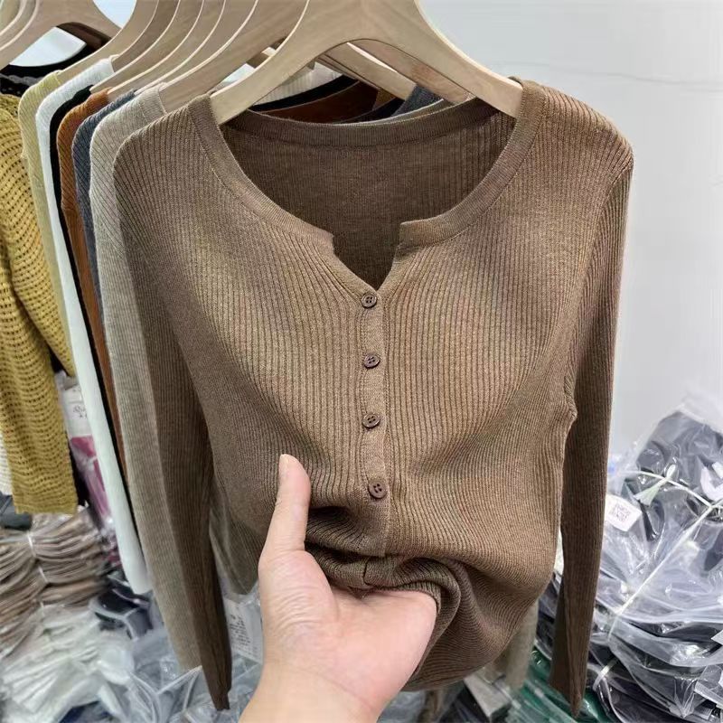 Spring and Autumn Women's Clothing New Thin Soft Waxy and Thin Long-sleeved Knitted Sunscreen and Women's Knitted Sweater