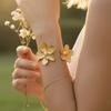 Fashion Flower Cuff Bracelet Gold Color Open Arm Bangle Elegant Vintage Elegant Bangles  Wedding