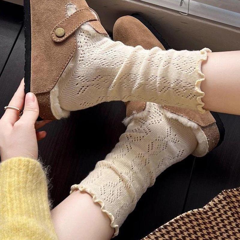 Fashionable Sweet College Style Lace Hollow Breathable Stacked Socks
