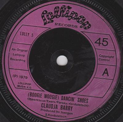 7-Zoll Schallplatte CLAUDJA BARRY - (Boogie Woogie) Dancin' Shoes / Boo LOLLY5 Lollipop Record 1979 UK Soul/Funk Gebraucht
