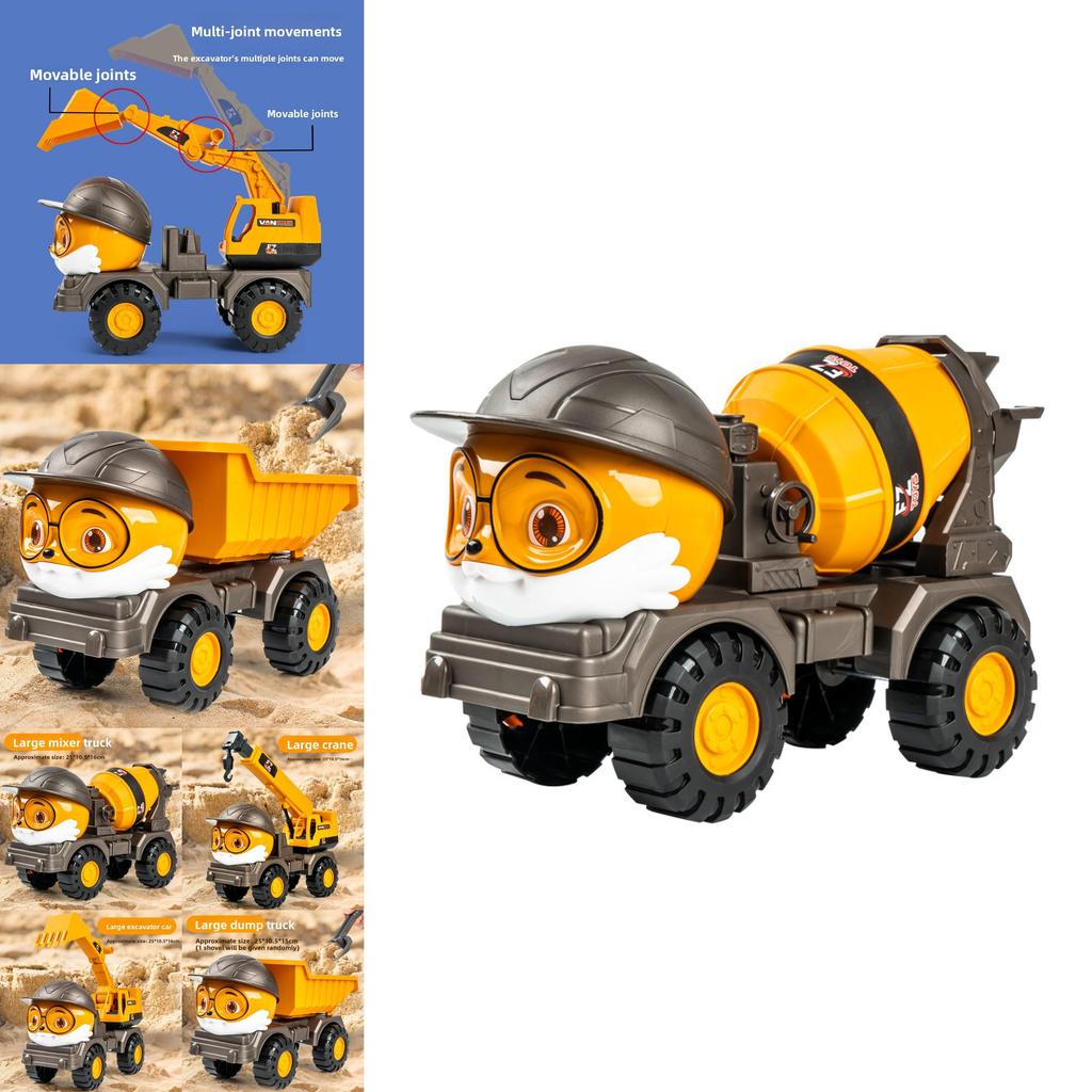Three Squirrels Engine Construction Vehicle Toy With Inertia Control For Kids Play