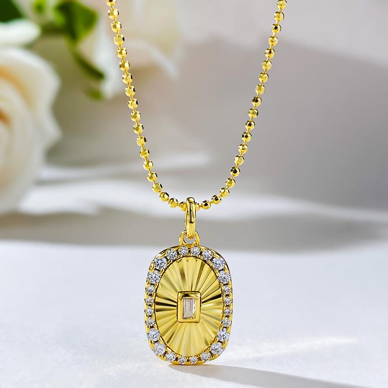 New S925 Silver Brushed Oval Pendant Necklace, Niche, Exquisite, Fashionable, High-quality Wedding Jewelry