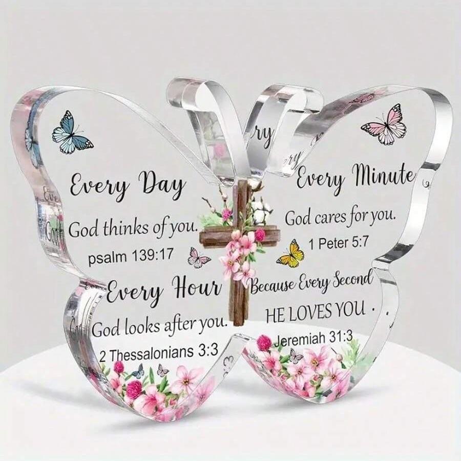 

Acrylic Transparent Butterfly Gift for Mother & Daughter - Birthday Desktop Home Decoration 10cm x 9.6cm x 1cm
