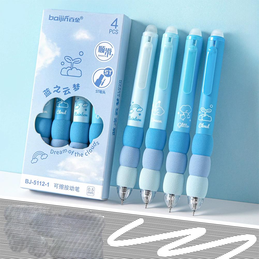 4Pcs/Box 0.5mm Black Ink Colorful Gel Pen Erasable Gel Pen ST Tip Quick Drying Students Stationery Office Accessories