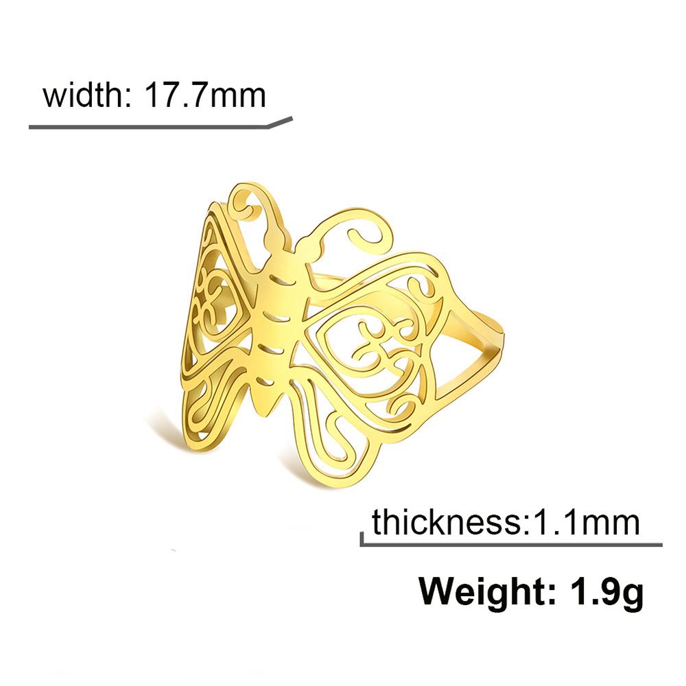 Butterfly Pentacle Rings for Women Stainless Steel Gold Wiccan Pentagram Rings Animal Jewelry Birthday Gift In