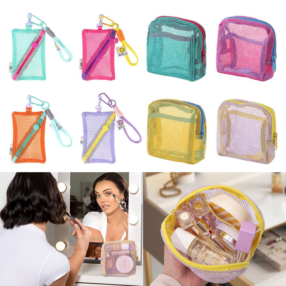 Large Capacity Mesh Cosmetic Bag Candy Color Coin Purse Durable Storage Bag