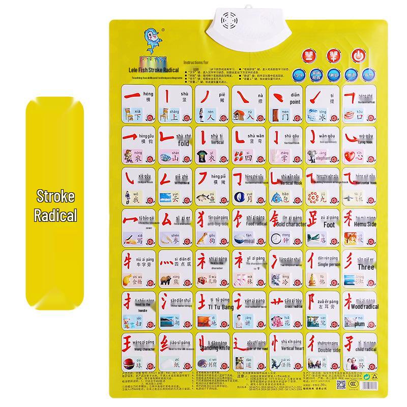 Leleyu Embossed Sound Wall Chart: Early Education Toy for Kids (Pinyin & Numbers Learning)