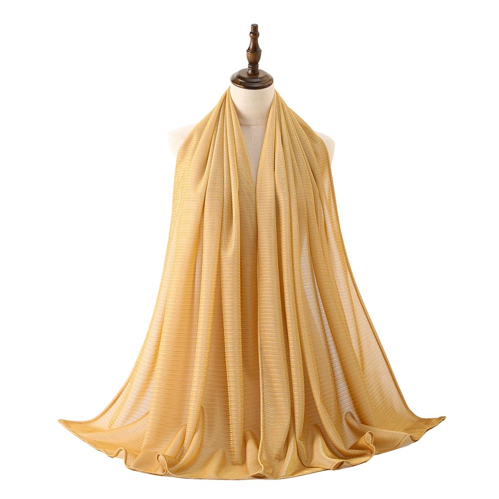 Women Glitter Shimmer Cloth Hijab Plain Soft Breathable Thin Crepe Crinkle Hijabs
