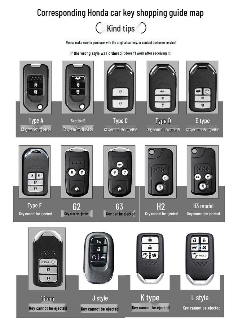 Honda Key Cover for CRV, Civic, XRV, Accord, Vezel, Lingpai, Fit, Haoying, Guandao Models