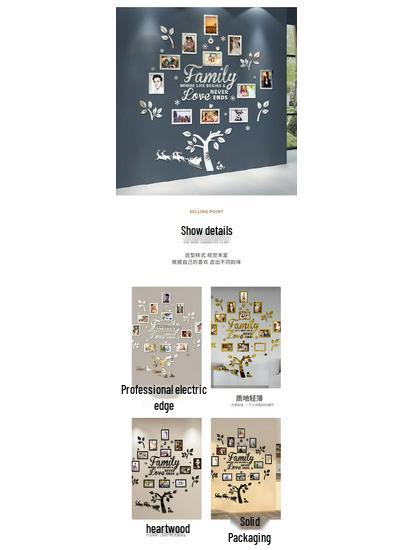 Oturma Odası Dekorasyonu için 3D Akrilik Yılbaşı Ağacı Fotoğraf Çerçeveli Duvar Sticker