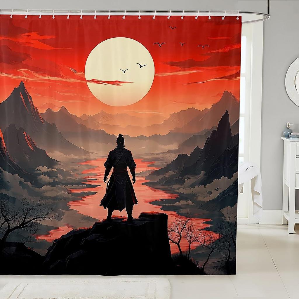 Koi Fish Shower Curtain Japanese Style Bath Curtain Boys Girls Ocean Marine Lotus Leaf Bathroom Shower Curtain Set Waterproof