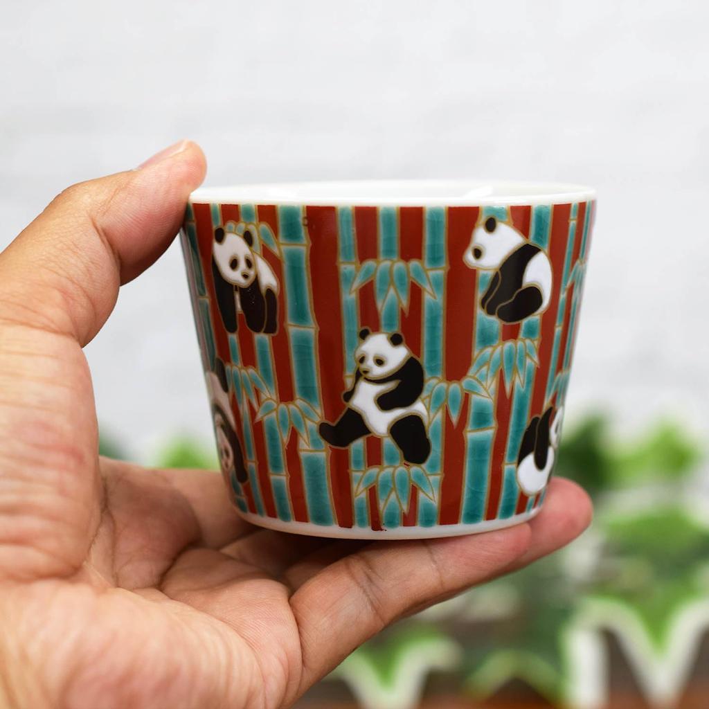 Waza No Kura Soba Choko, Stylish Kutani Ware Soba Choko with Panda Design, High-Quality Japanese Tableware, Made In Japan, Perfect As a Birthday Gift,