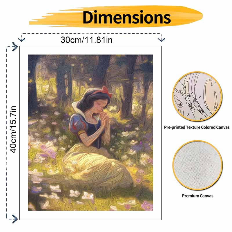 Disney Snow White Oil Painting Art Beautiful Forest Flowers Handmade Diy Painting Home Decoration Gift