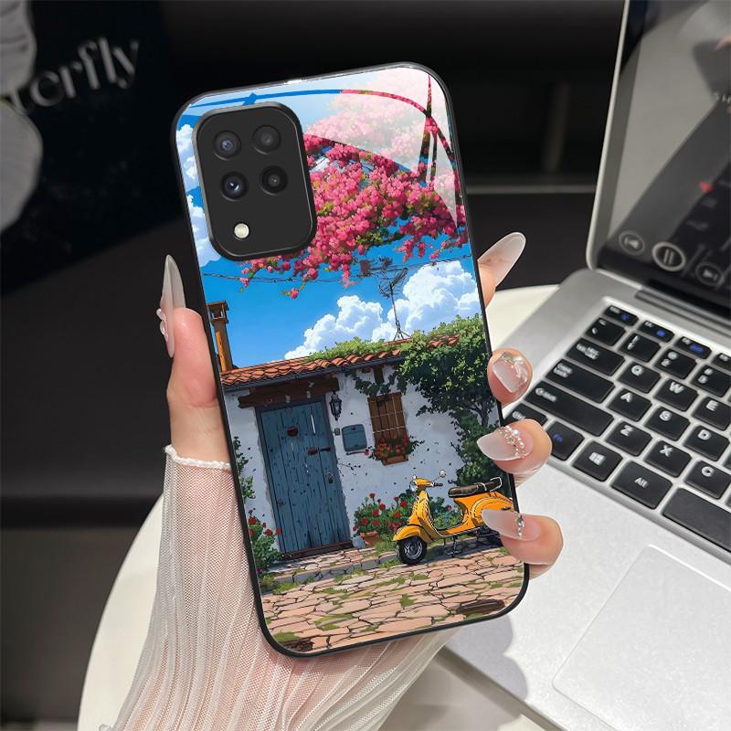 For Samsung M33 M53 Phone Case Trendy Fantasy Design Tempered Glass Hard Bumper For Galaxy M 33 M 53 Full Protection Back Covers