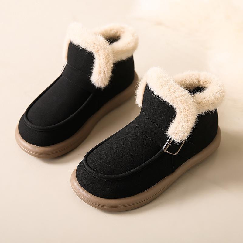 Large Size Snow Boots Women's Winter New Solid Color Suede Warm Student Foot Comfortable Cotton Shoes