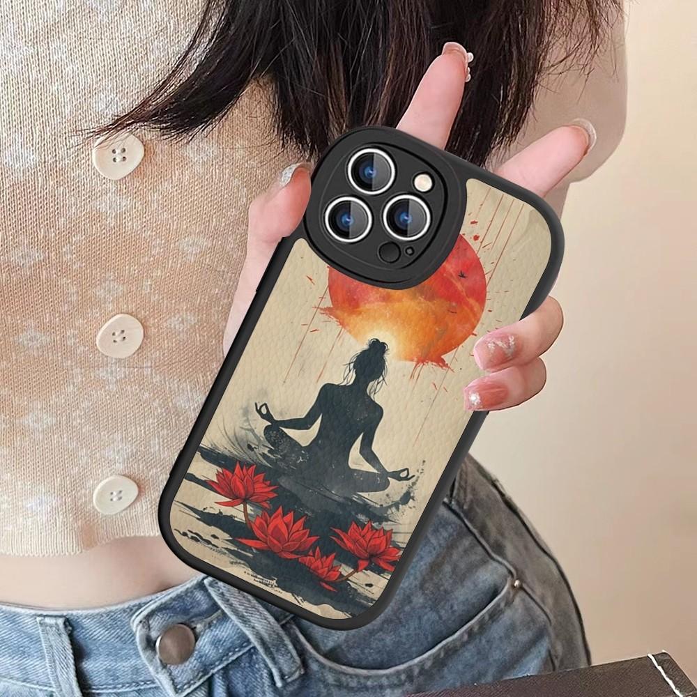The Yoga Phone Case Hard Leather For IPhone 16 15 14 13 12 Mini 11 14 Pro Max Xs X Xr 7 8 Plus Fundas