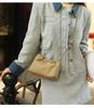 Women's Genuine Leather Cloud Pleated Shoulder Bag with Golden Ball Detail