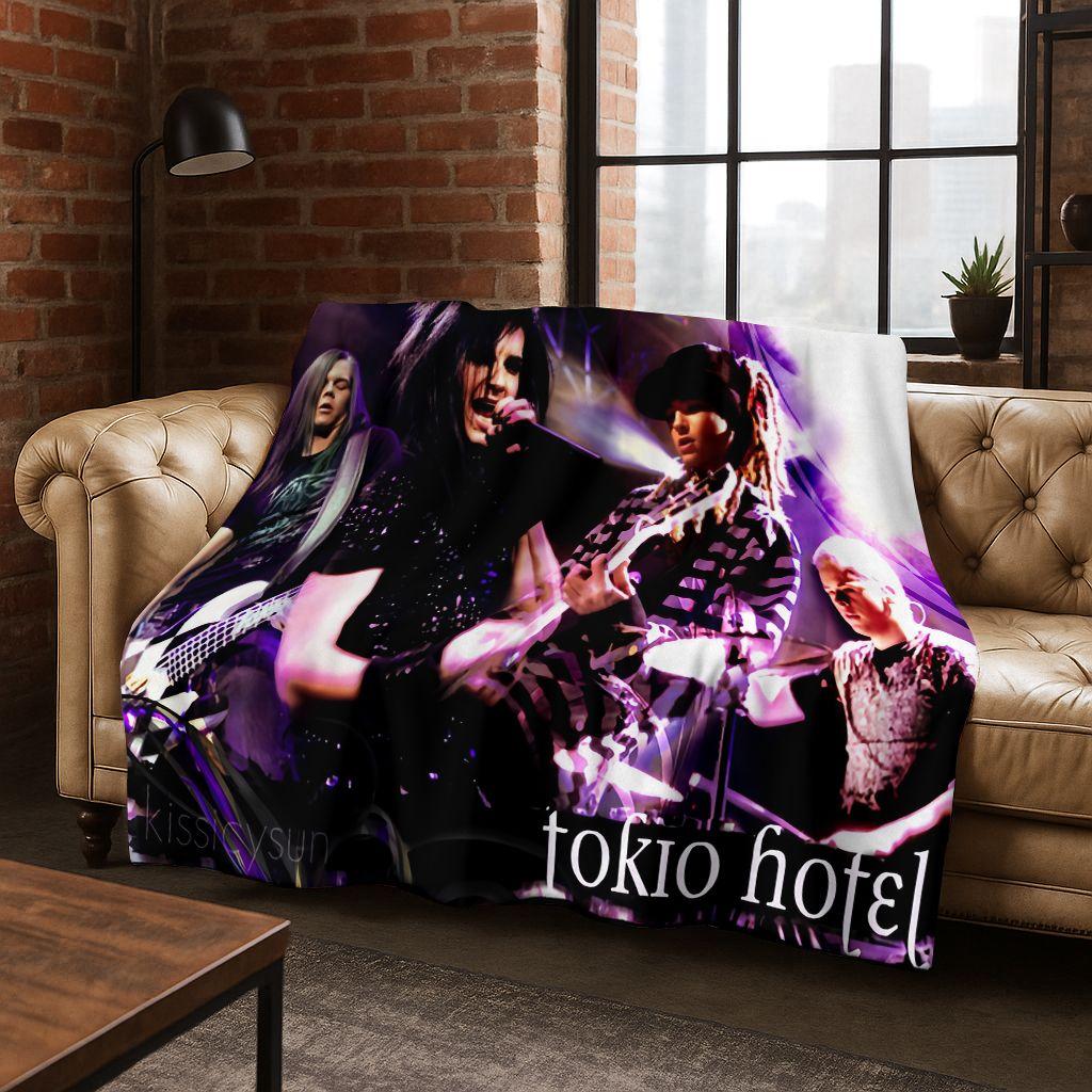 Módní Rocková Hudba Tokio Hotel Bill Tom Kaulitz Umění Flanelová Přikrývka, Útulná Měkká Přehozová Přikrývka pro Domov Ložnici Postel Pohovku Kryt Dárek