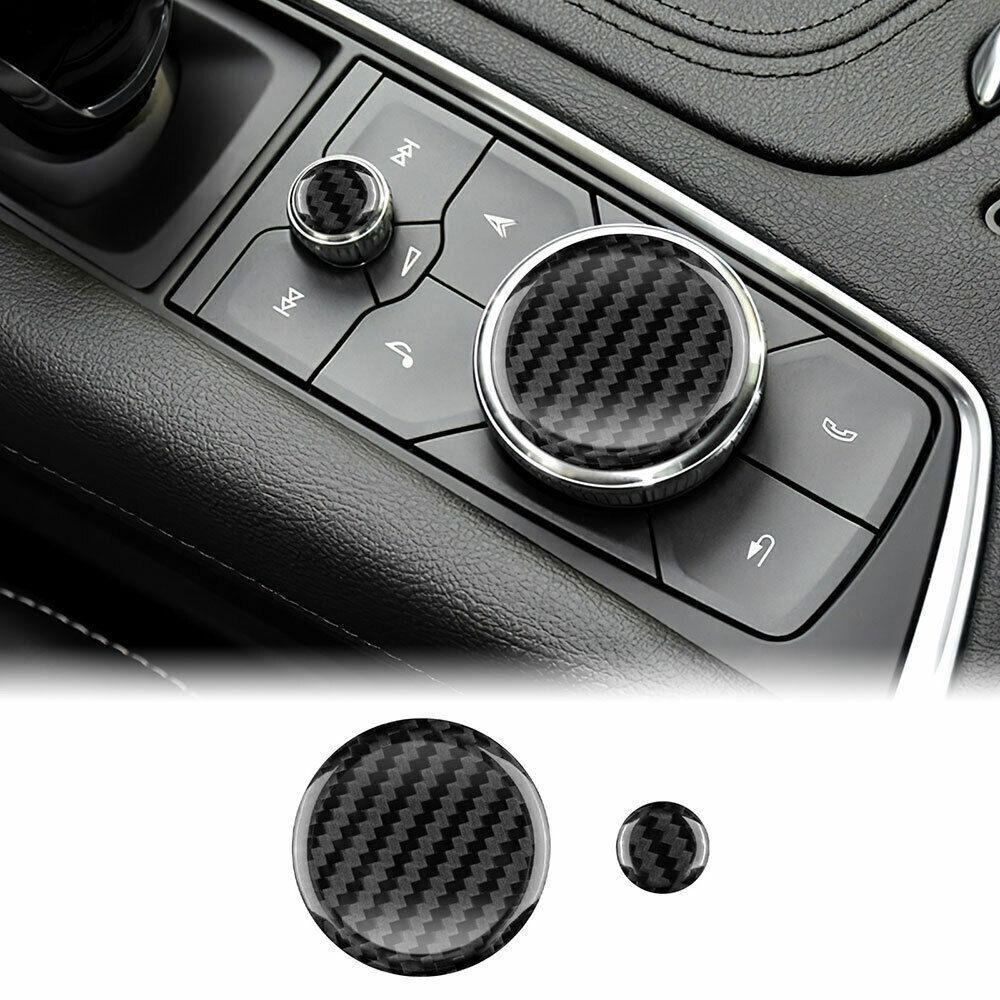 Black Multimedia Knob Cover Real Carbon Fiber For Cadillac CT5 CT6 XT4 XT5 XT6
