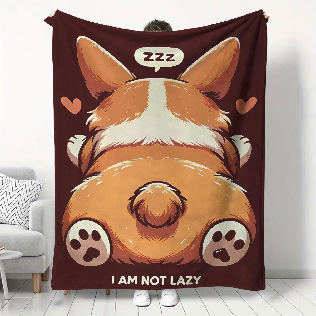 

Cute cartoon Corgi dog pattern Flannel printed blanket suitable for all seasons suitable for living room office sofa and travel 75x100cm (30x40inch)