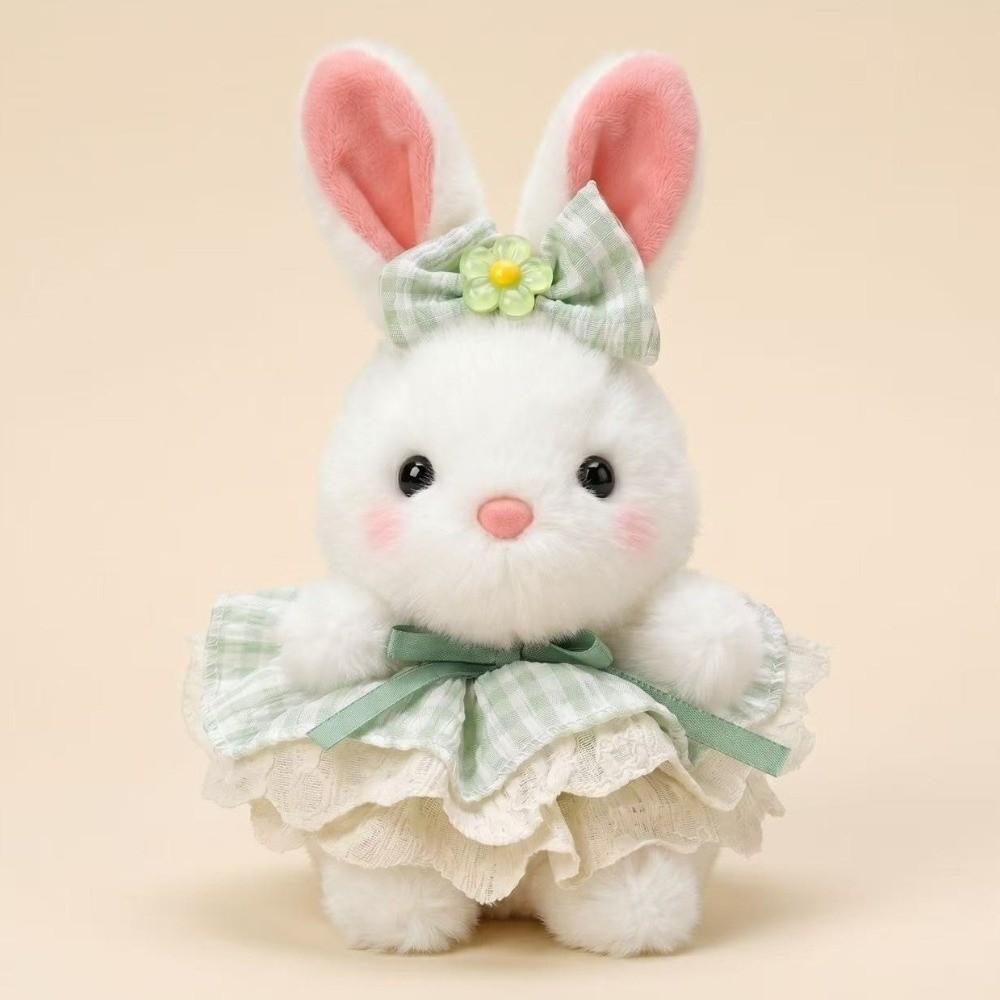 Floral Pattern Rabbit Plush Toy Big Bow Dress Bunny Plush Doll Cute Stuffed Rabbit Kid Pillow