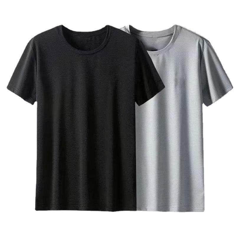Men’s Trendy Quick-Dry Mesh Crew Neck T-Shirt - Summer Ice Silk Short Sleeve, Loose Fit.